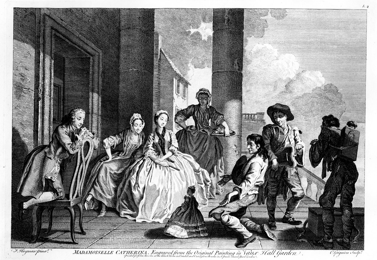 Mademoiselle Catherine, gravert av Charles Grignion (1743) av Francis Hayman