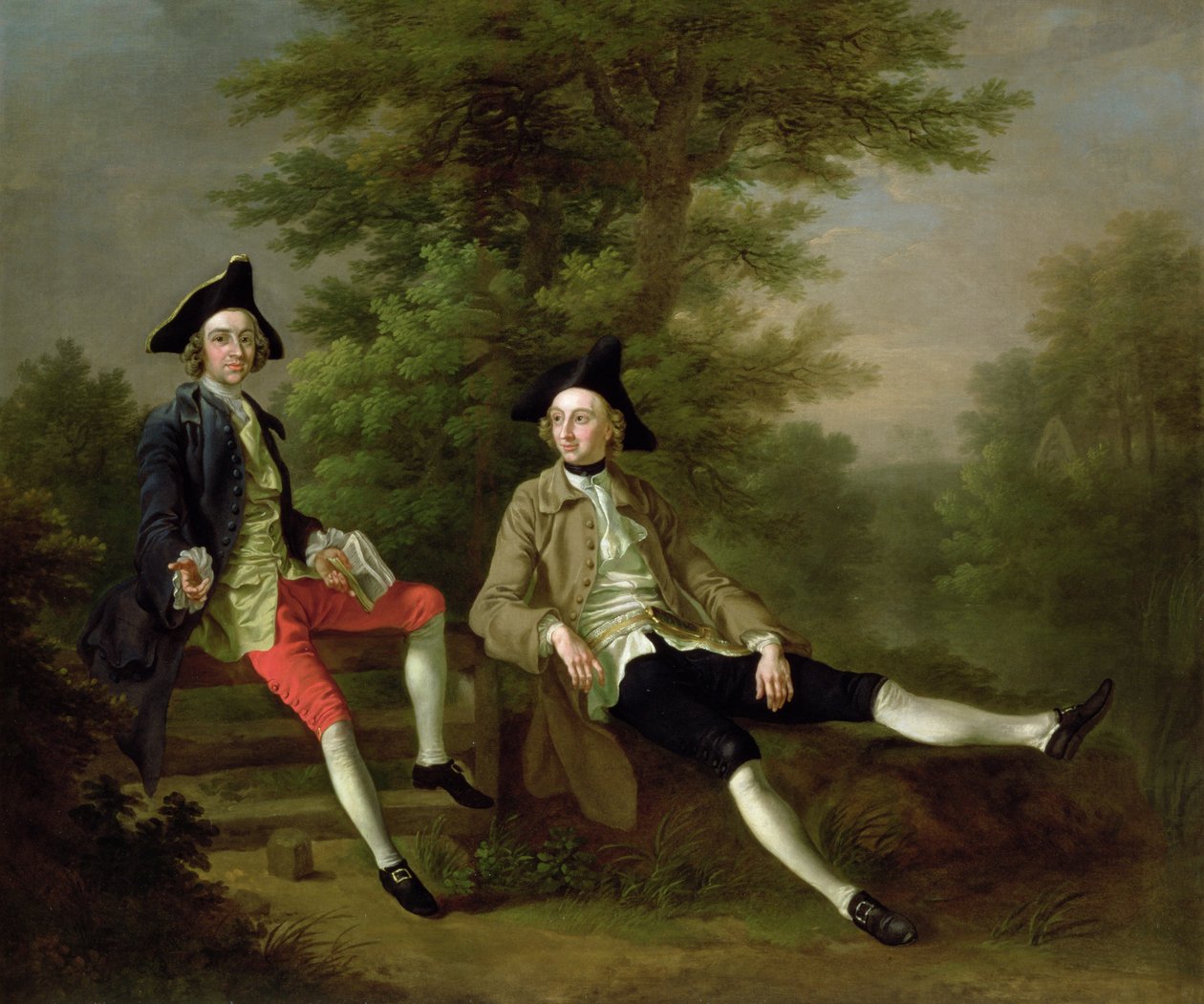 Portrett av David Garrick (1717-79) (til venstre) og William Windham av Felbrigg (1717-61) (til høyre) ca. 1745 av Francis Hayman
