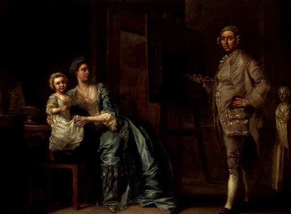 Portrett av Joseph Wilton - billedhugger (1722-1803) av Francis Hayman