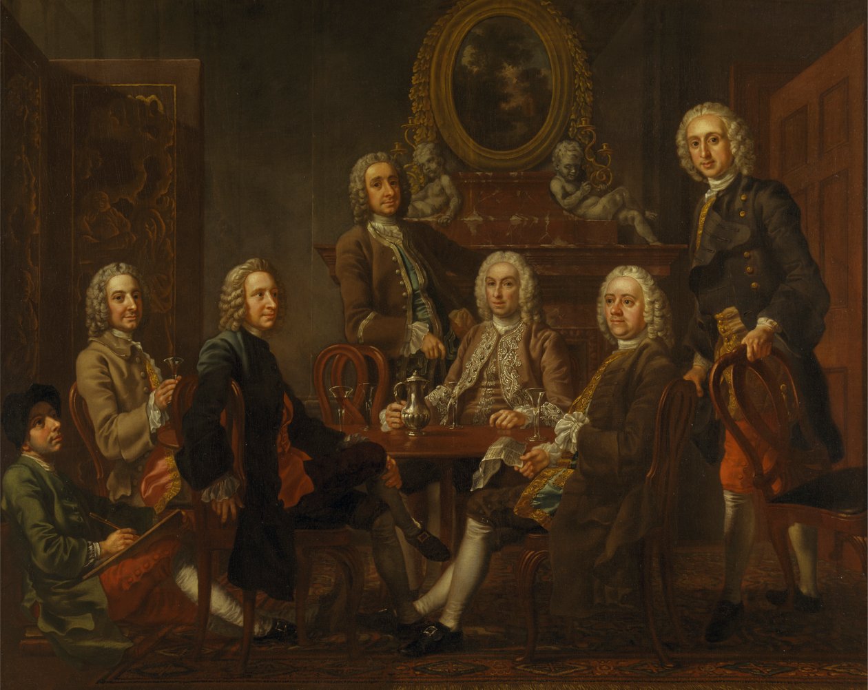 Portrett av en gruppe herre, med kunstneren av Francis Hayman
