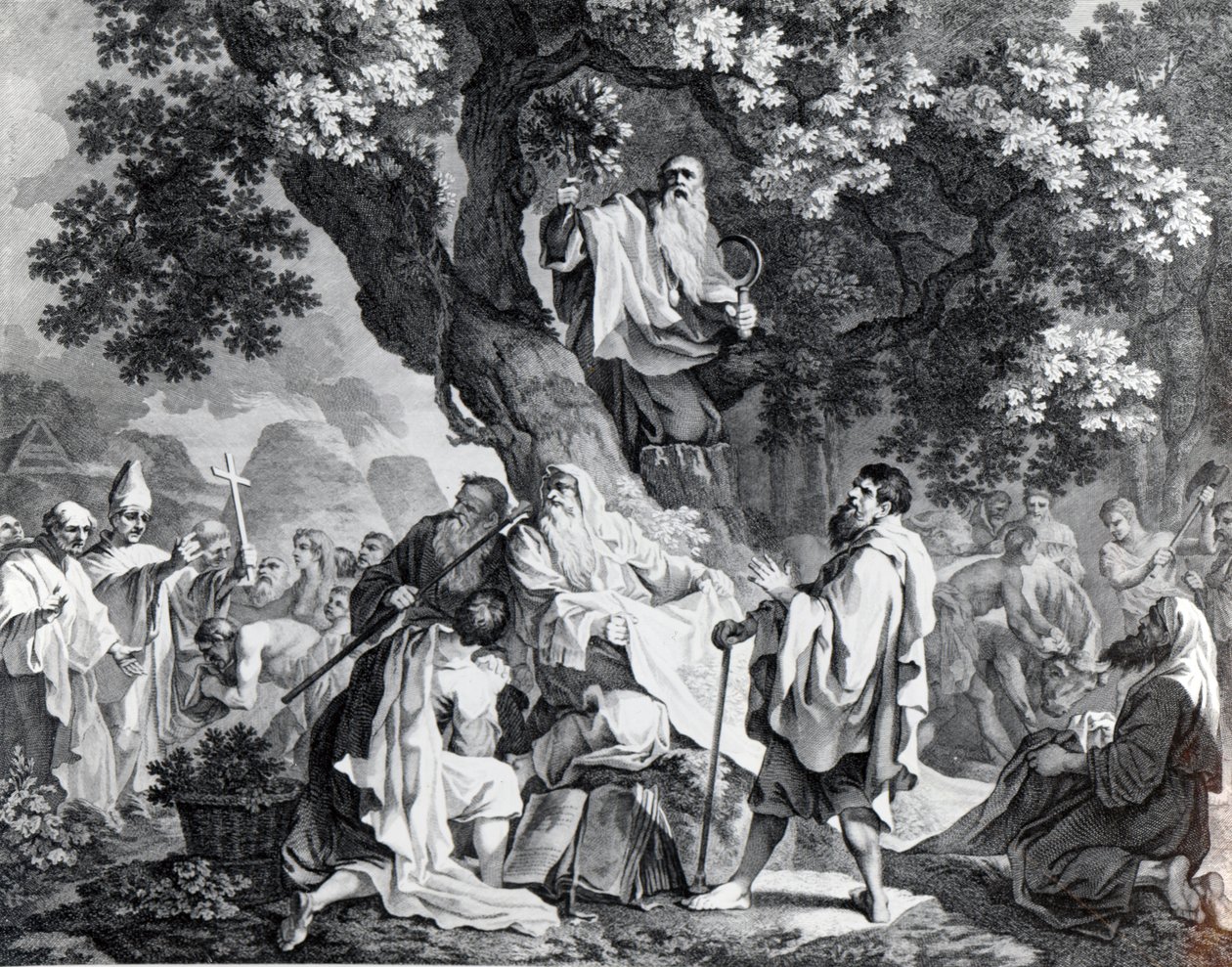 Druidene, eller britenes omvendelse til kristendommen, gravert av Simon Francois Ravenet, trykt i 1778 av Francis Hayman