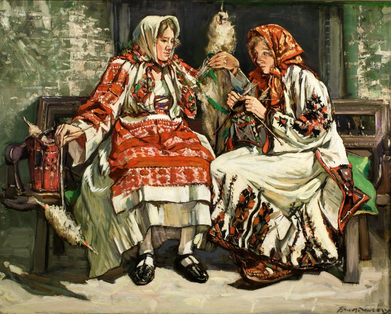 Serbiske kvinner, ca. 1930 (olje på lerret) av Francis Henry Newbery