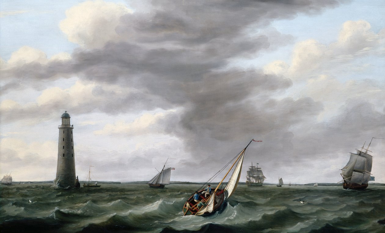 Frakt fra Eddystone Lighthouse (olje på lerret) av Francis Holman