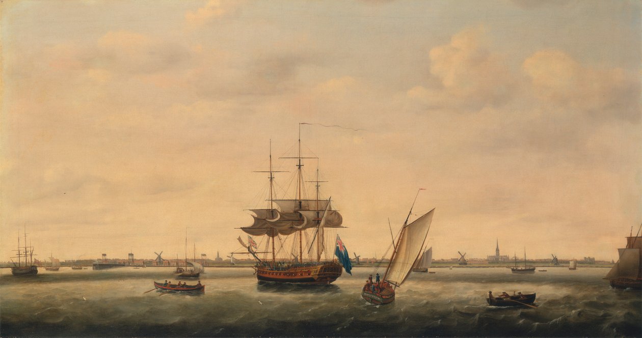Fregatten "Surprise" ved Anchor utenfor Great Yarmouth, Norfolk av Francis Holman