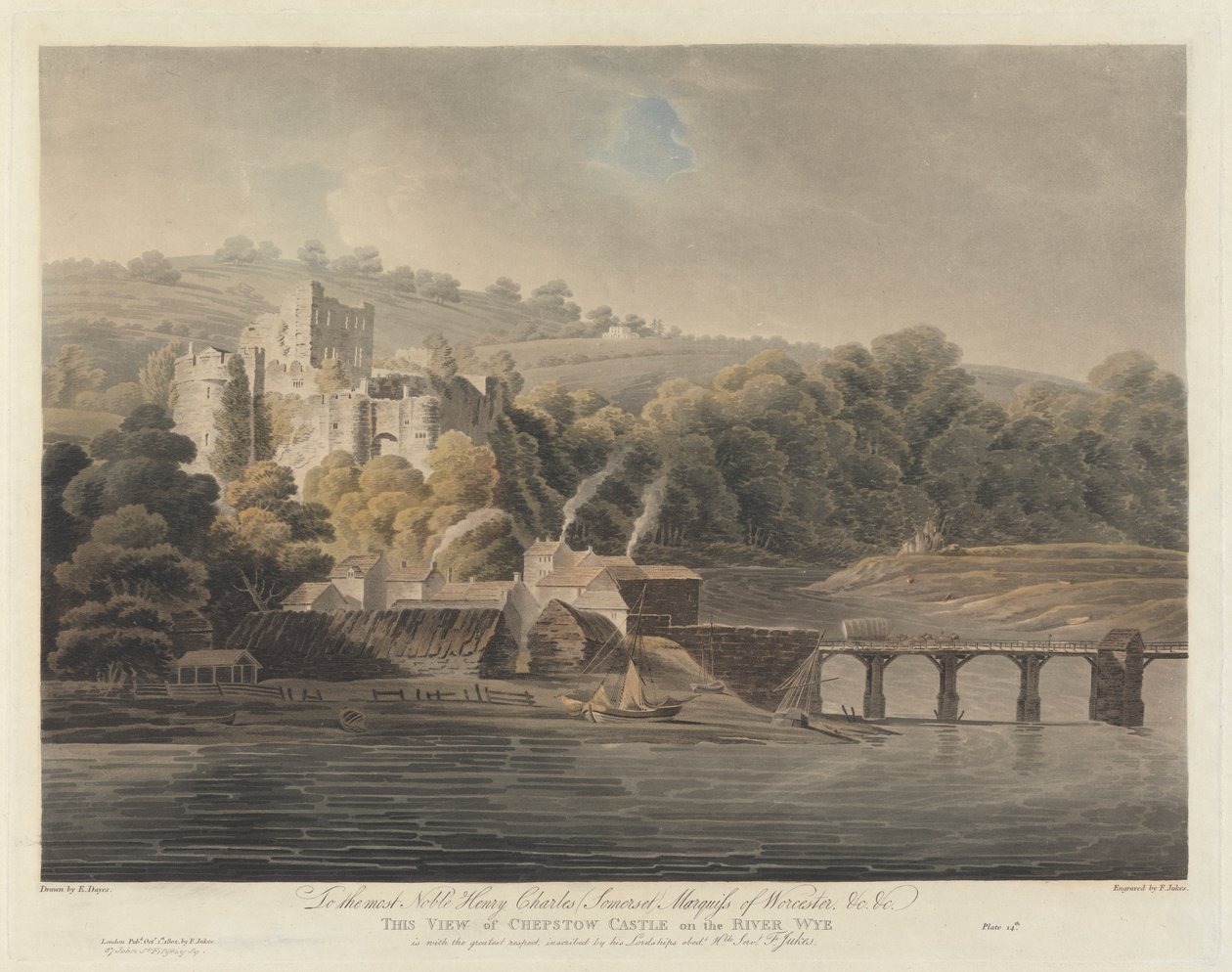 Chepstow Castle ved elven Wye av Francis Jukes