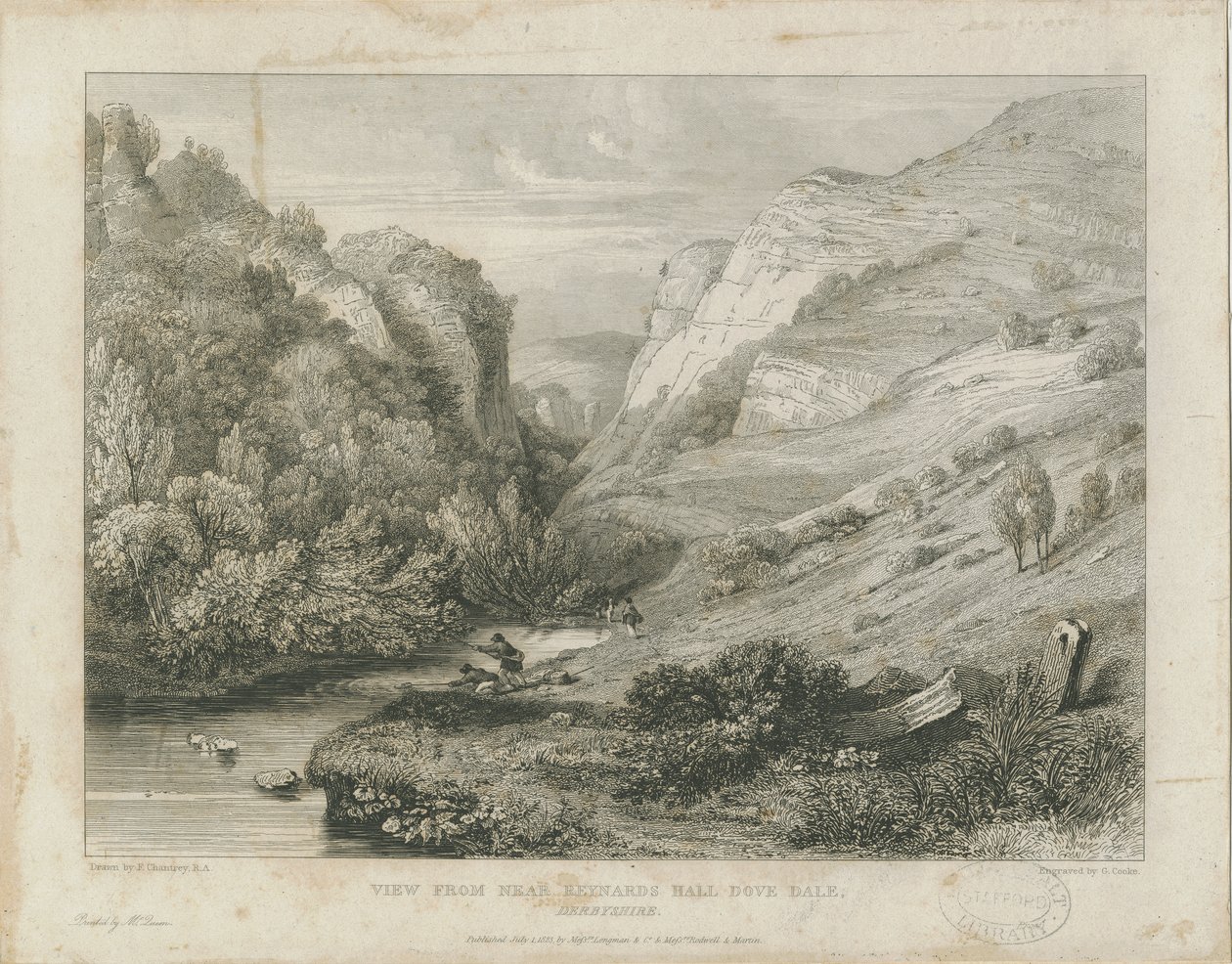 Dovedale - landskap: gravering, nd [c 1823] (trykk) av Francis Legatt Chantrey