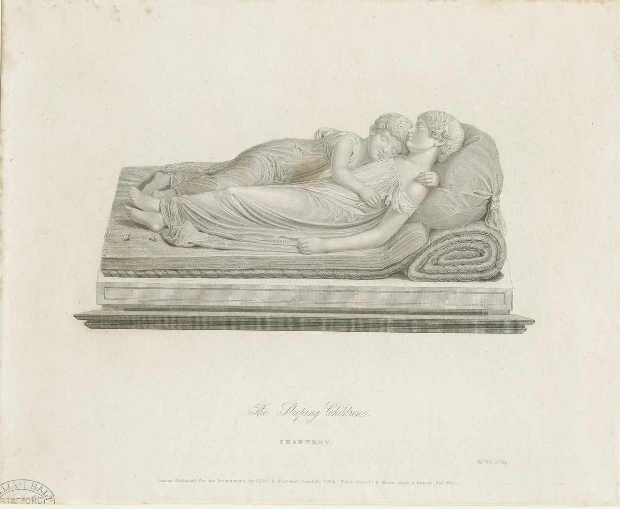 Lichfield Cathedral - "The Sleeping Children": gravering og [1800-tallet] av Francis Legatt Chantrey