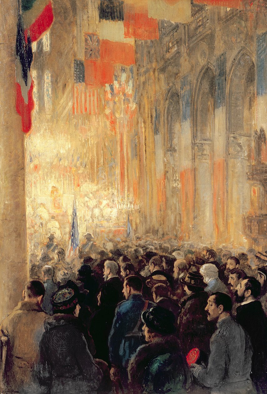 Tjeneste i Notre Dame, takk for seier etter den store internasjonale krigen av Francis Luis Mora