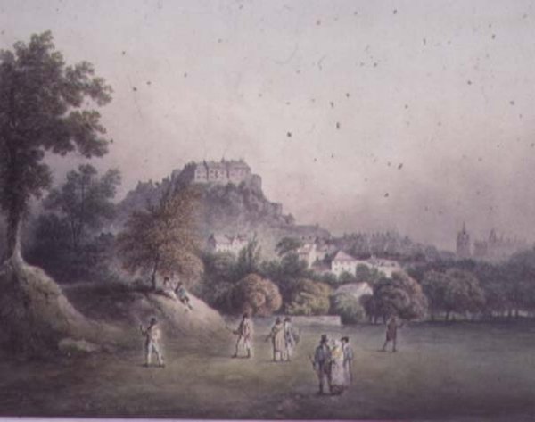 Edinburgh fra Bruntsfield Golf Links, sent på 1700- eller tidlig på 1800-tallet av Francis Nicholson