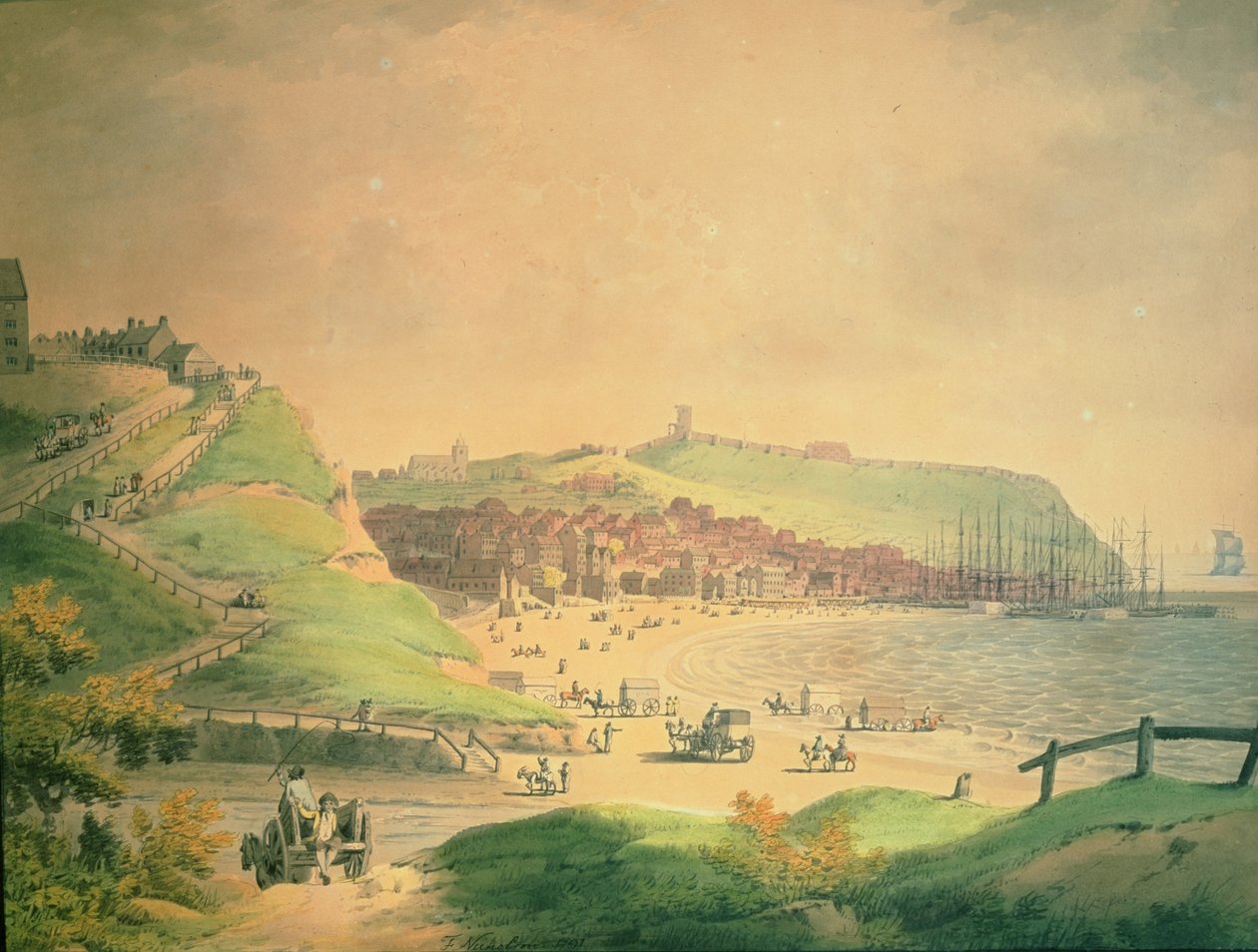 South Bay Scarborough, 1790 av Francis Nicholson