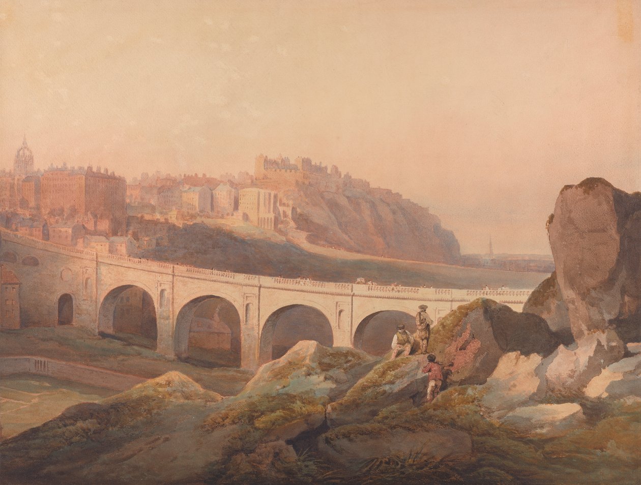 Utsikt over Edinburgh fra Calton Hill av Francis Nicholson