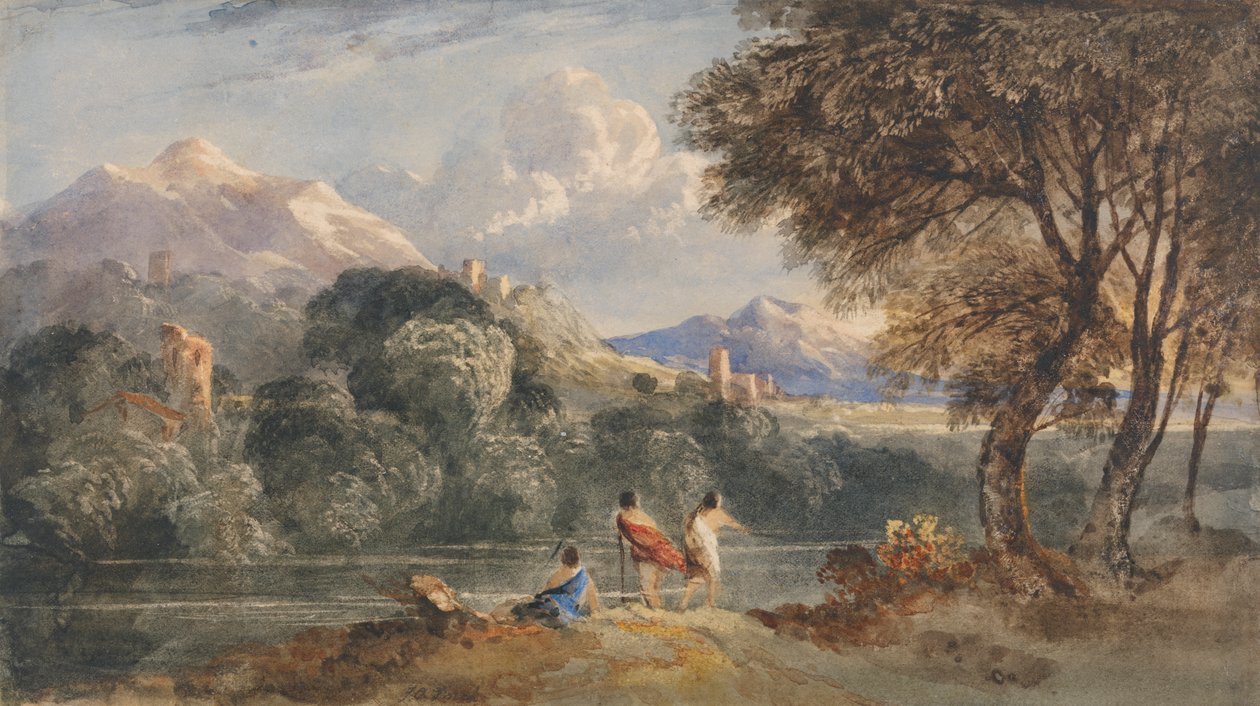 Klassisk landskap med figurer av Francis Oliver Finch