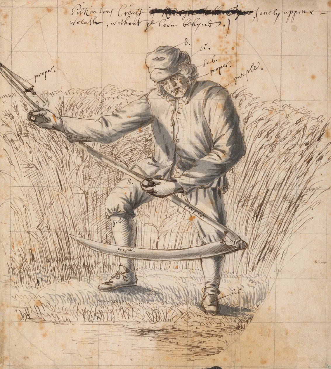 En studie for Pilkington Crest, en klipper med ljå av Francis Place