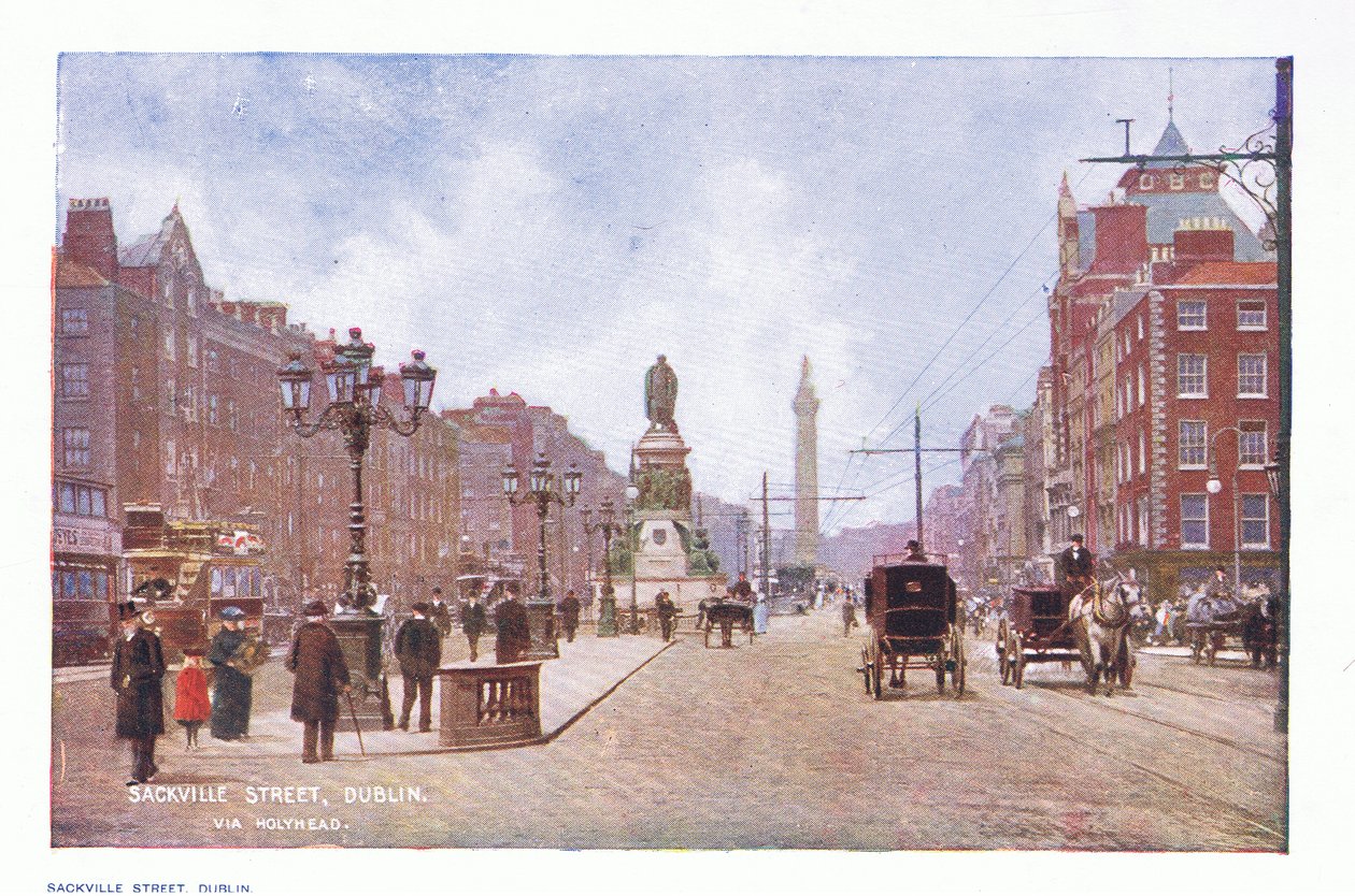 Sackville Street, Dublin, fra Peeps at Many Lands: Ireland utgitt av Adams & Charles, 1909 av Francis S. Walker