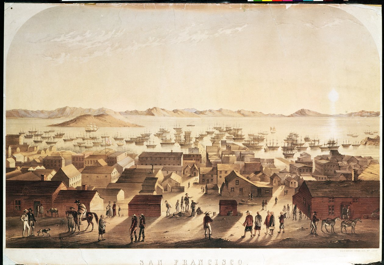 A General View of San Francisco, utgitt av M und N Hanhart, ca. 1850-52 av Francis Samuel Marryat