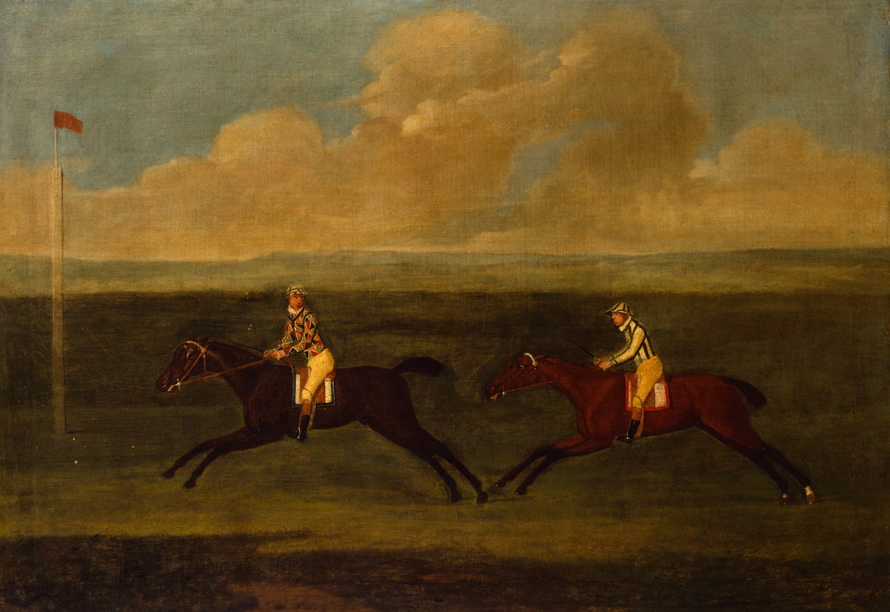 Crop an Iron, Grey Racehorse Beating Faith (olje) av Francis Sartorius