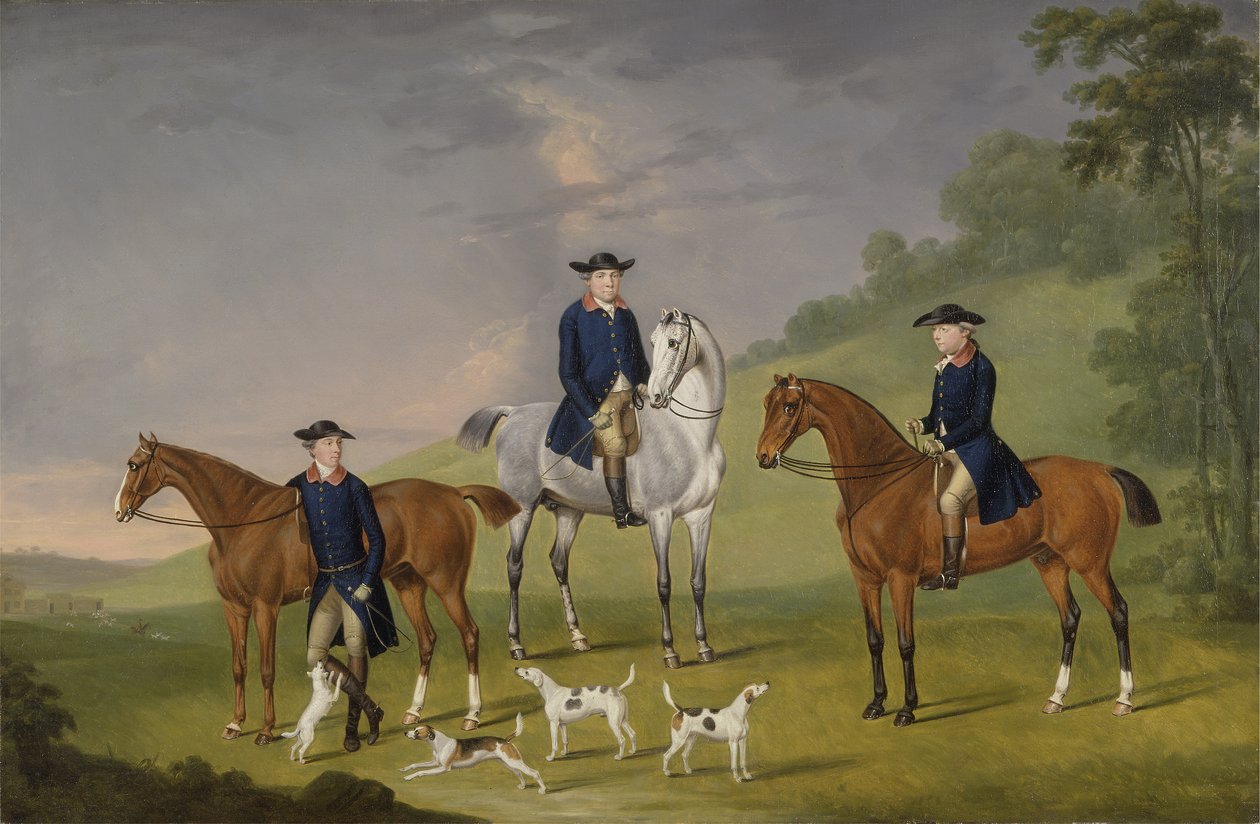 John Corbet, Sir Robert Leighton og John Kynaston med sine hester og hunder av Francis Sartorius
