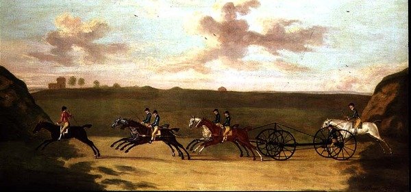 The Carriage Match at Newmarket, Against Time, 29. august 1750 (olje på lerret) av Francis Sartorius