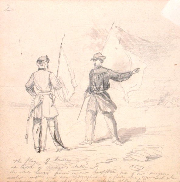 Våpenhvilens flagg, ca. 1860 (blyant på papir) av Francis Schell