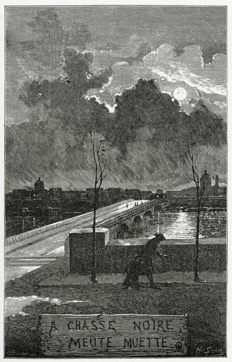 Illustrasjon fra Les Misérables, 1800-tallet (bw gravering) av Francis & Scott, Henry Fowke