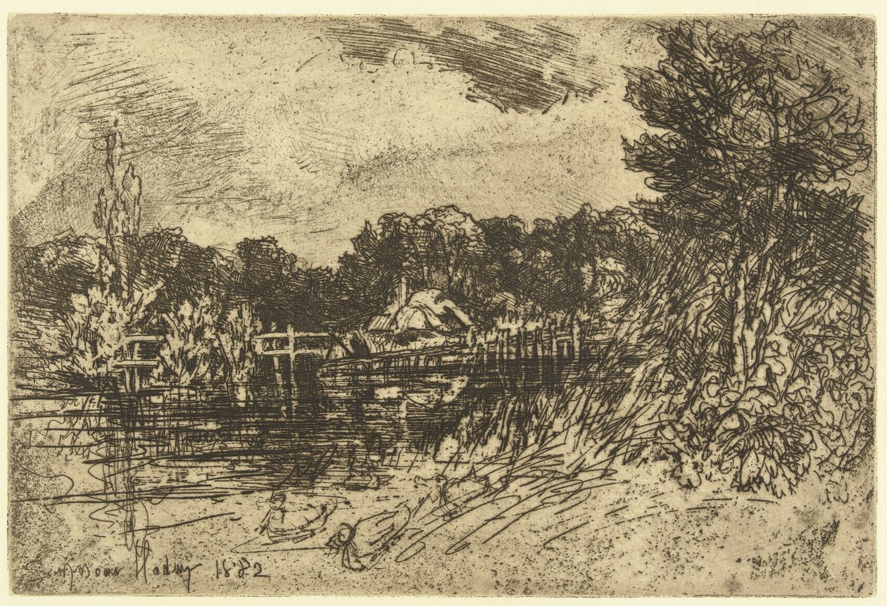 Elvetesten ved Longparish Testen ved Longparish av Francis Seymour Haden (Sir) (signed by artist)
