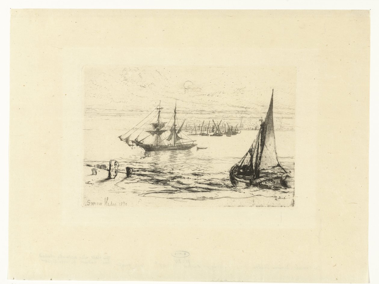 Et skip for anker En brigg for anker av Francis Seymour Haden (Sir) (signed by artist)