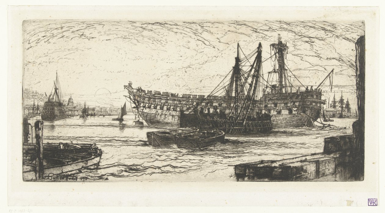Demontering av skipet Agamemnon Oppløsning av Agamemnon av Francis Seymour Haden (Sir) (signed by artist)