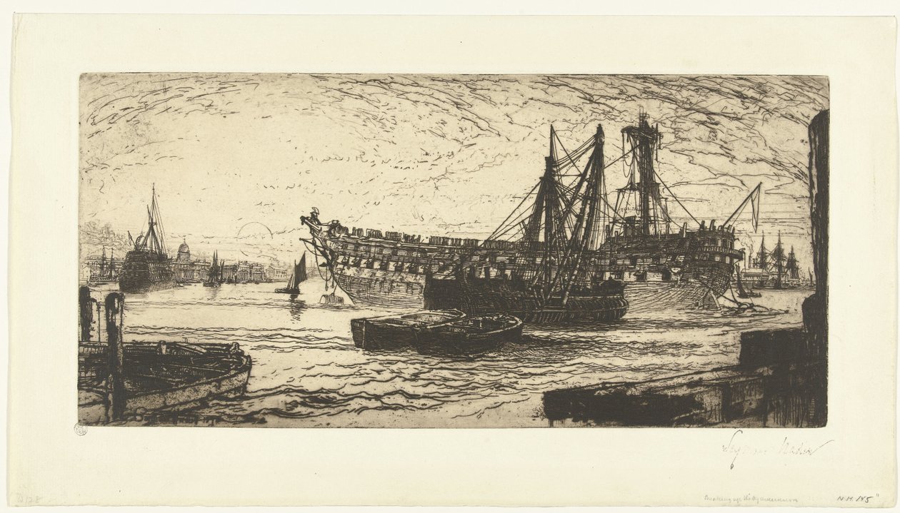 Demontering av skipet Agamemnon Oppbryting av Agememnon av Francis Seymour Haden (Sir) (signed by artist)