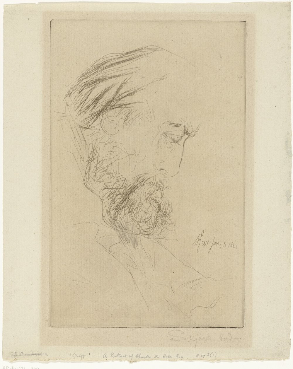 Portrett av Charles Cole Griff av Francis Seymour Haden (Sir) (signed by artist)