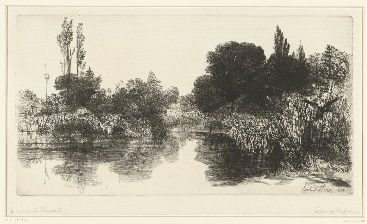 Dam Shere Mill Pond av Francis Seymour Haden (Sir) (signed by artist)