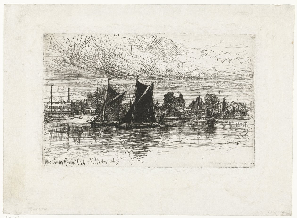 West London Rowing Club (tittel på objekt) av Francis Seymour Haden (Sir) (signed by artist)