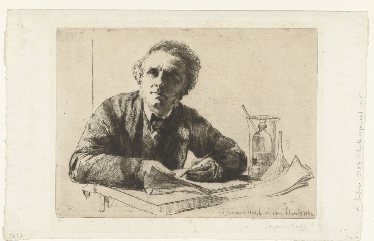 Selvportrett av Francis Seymour-Haden av Francis Seymour Haden (Sir) (signed by artist)