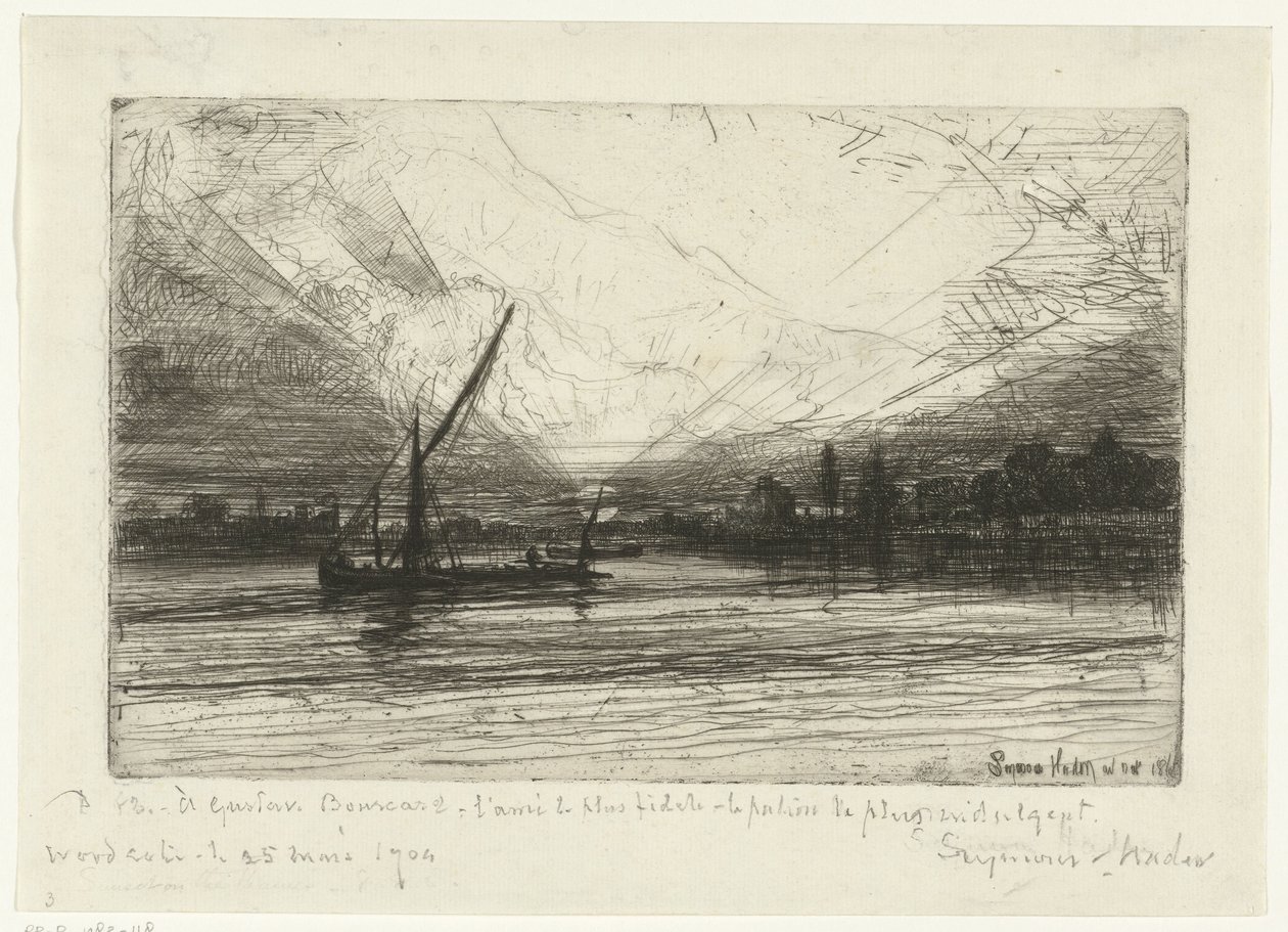 Solnedgang på Themsen Solnedgang på Themsen av Francis Seymour Haden (Sir) (signed by artist)
