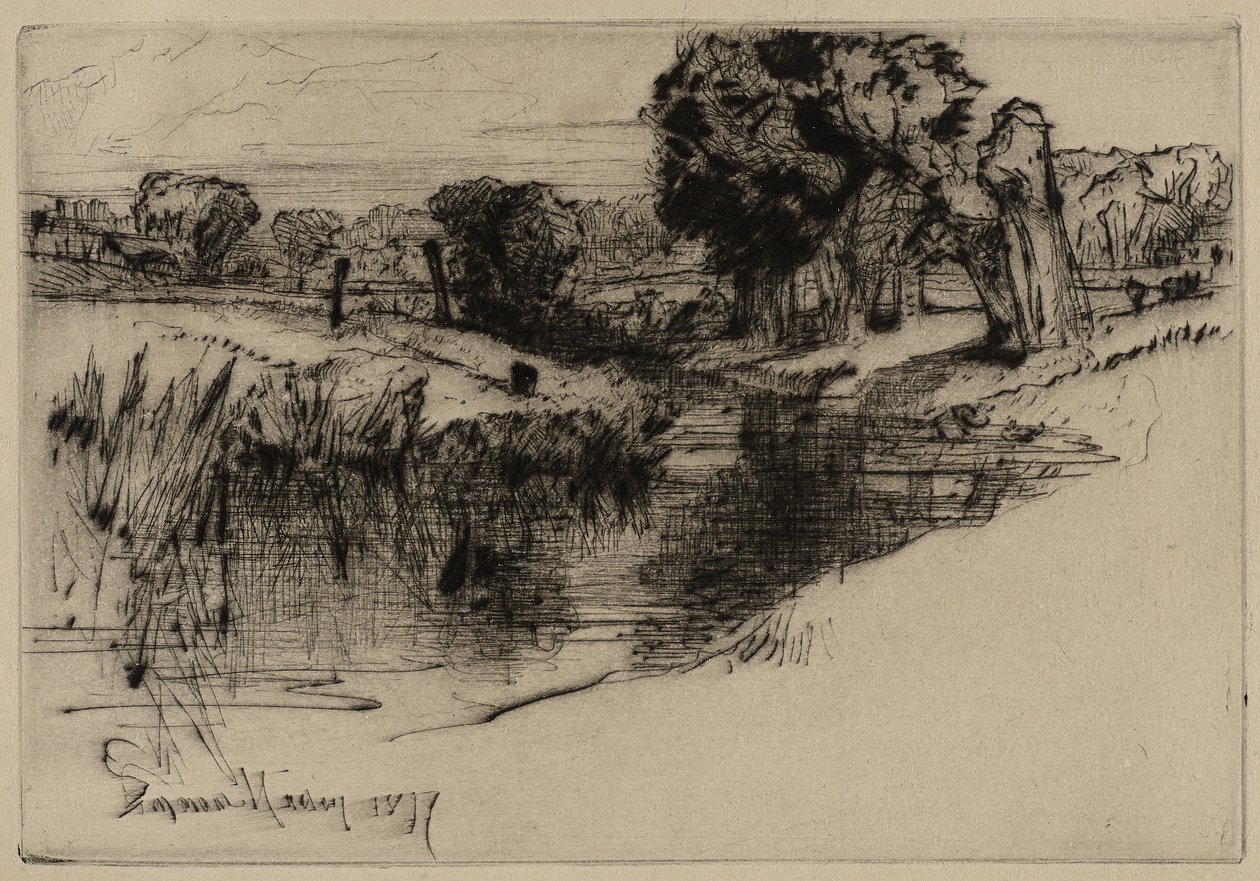 A Backwater, 1877 (tørrpunkt) av Francis Seymour Haden