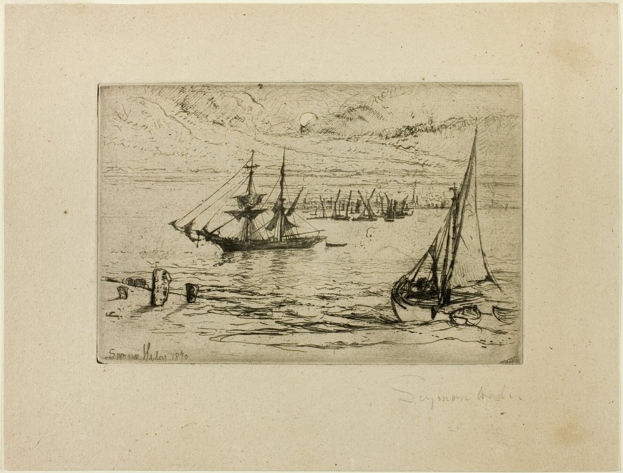 En brigg ved anker av Francis Seymour Haden