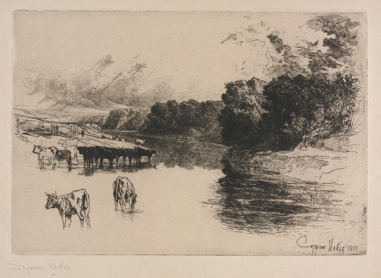 En Lancashire River, 1881. av Francis Seymour Haden