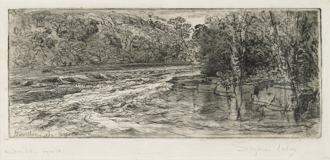 Et sannsynlig sted for en laks, 1889 av Francis Seymour Haden