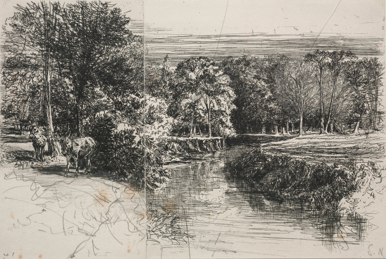 Dundrum River and the Two Asses, 1863. av Francis Seymour Haden