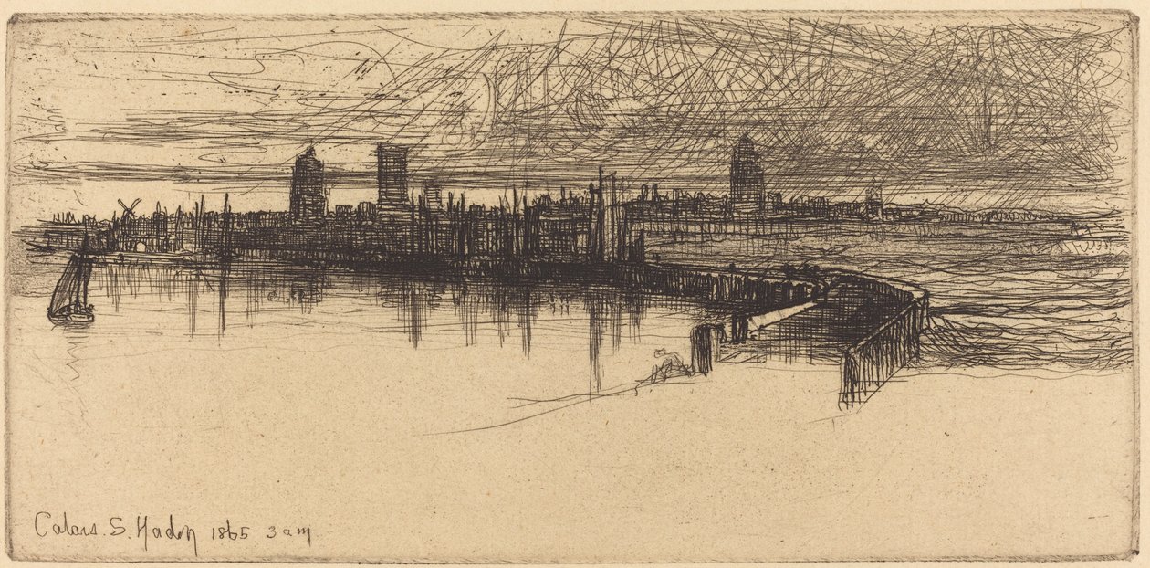 Lille Calais Pier av Francis Seymour Haden