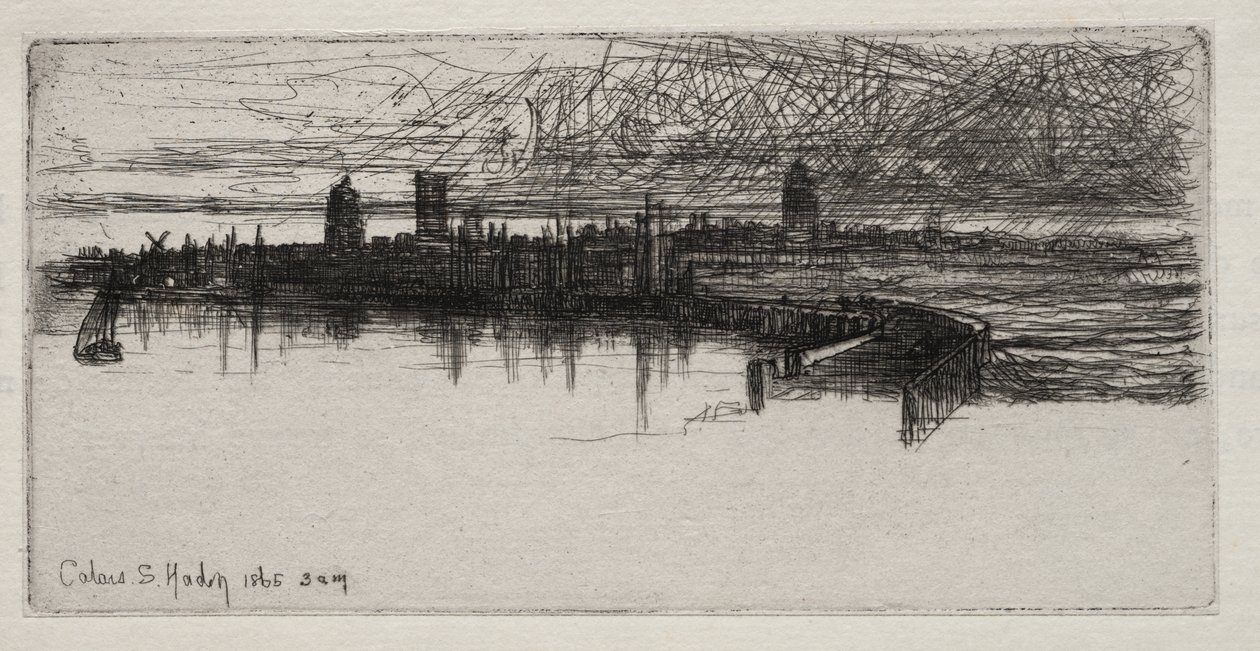 Little Calais Pier, 1865, 03.00 av Francis Seymour Haden