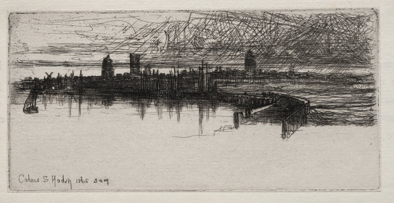 Lille Calais Pier, 1865, 03.00, 1865. av Francis Seymour Haden