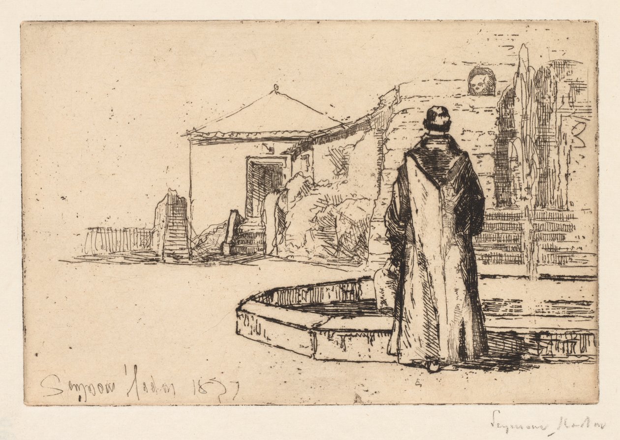 Munk ved en fontene av Francis Seymour Haden