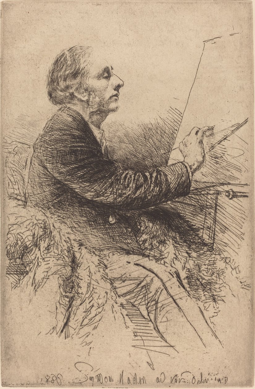 Selvportrett ved staffeliet av Francis Seymour Haden