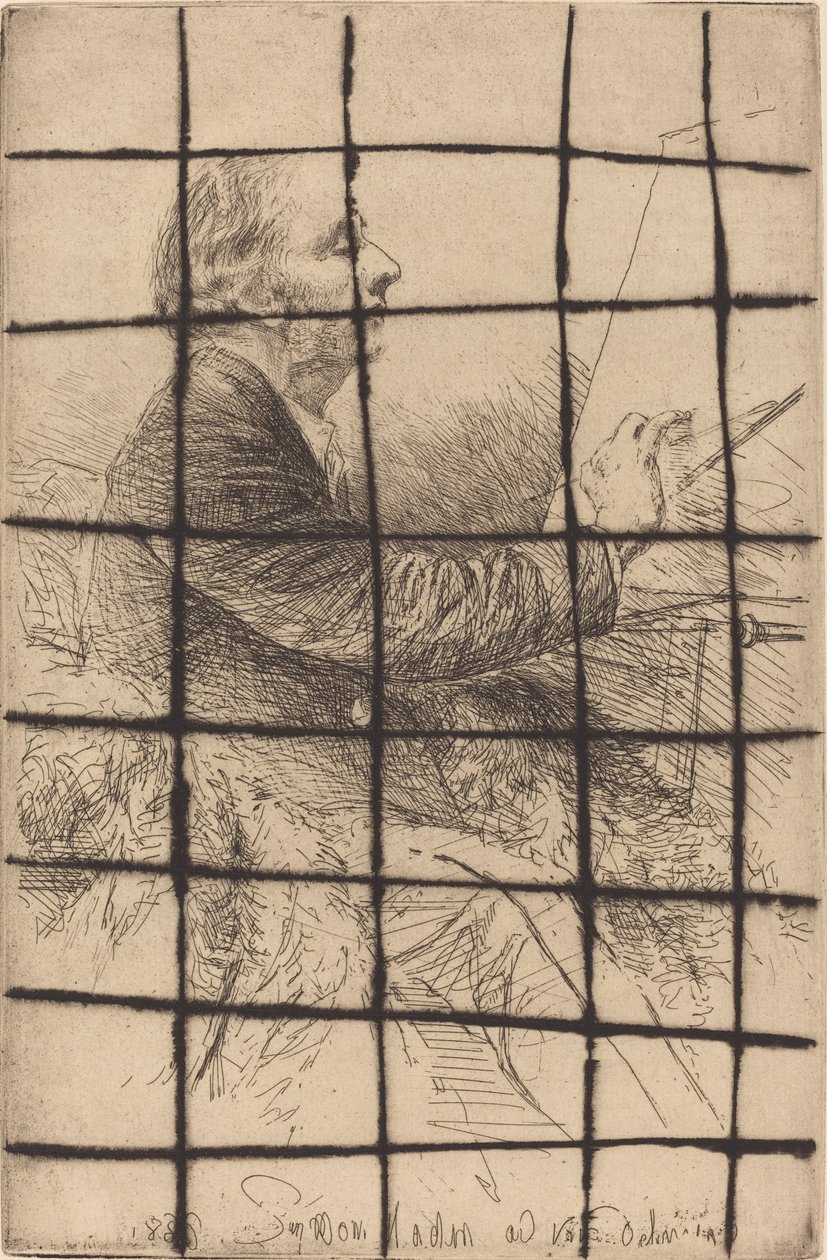 Selvportrett ved staffeliet av Francis Seymour Haden