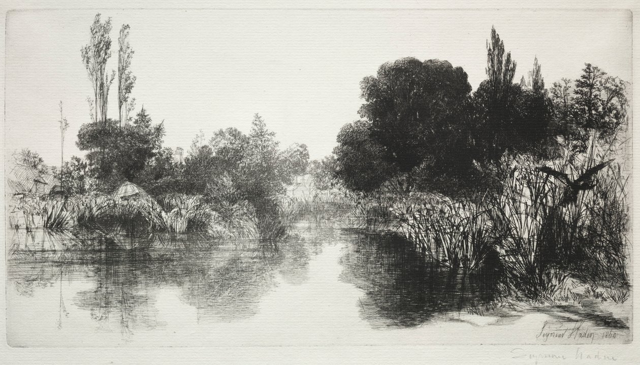 Shere Mill Pond, nr. 11 The Large Plate, 1860 og senere. av Francis Seymour Haden