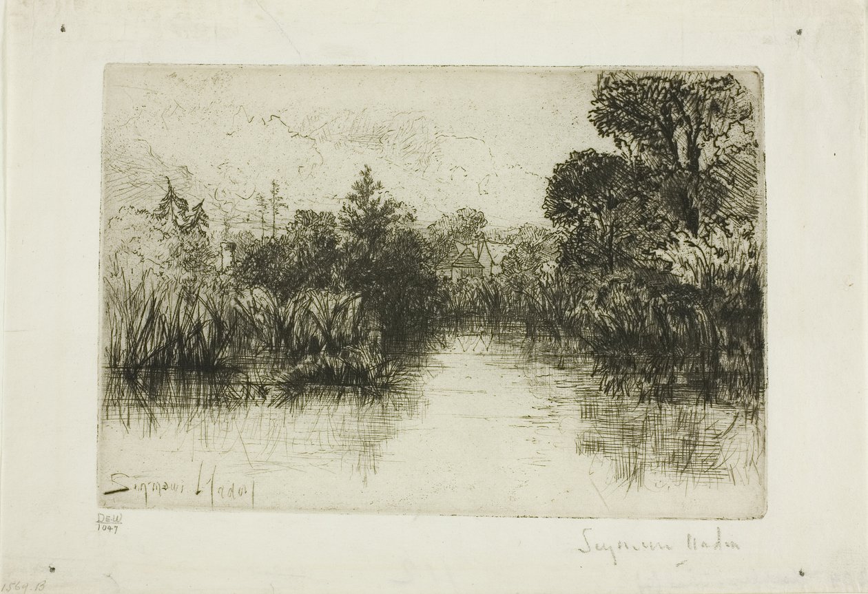 Shere Mill Pond, nr. I (liten tallerken) av Francis Seymour Haden