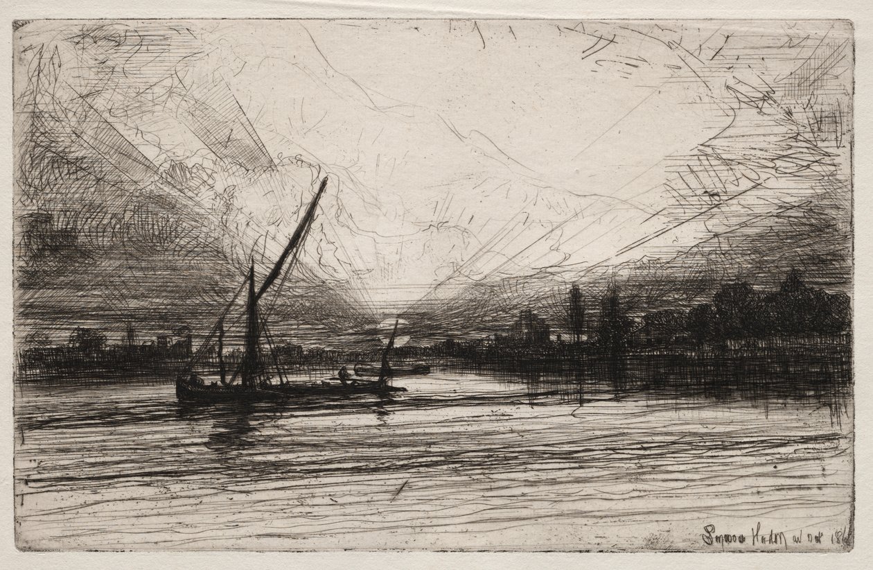 Solnedgang på Themsen av Francis Seymour Haden