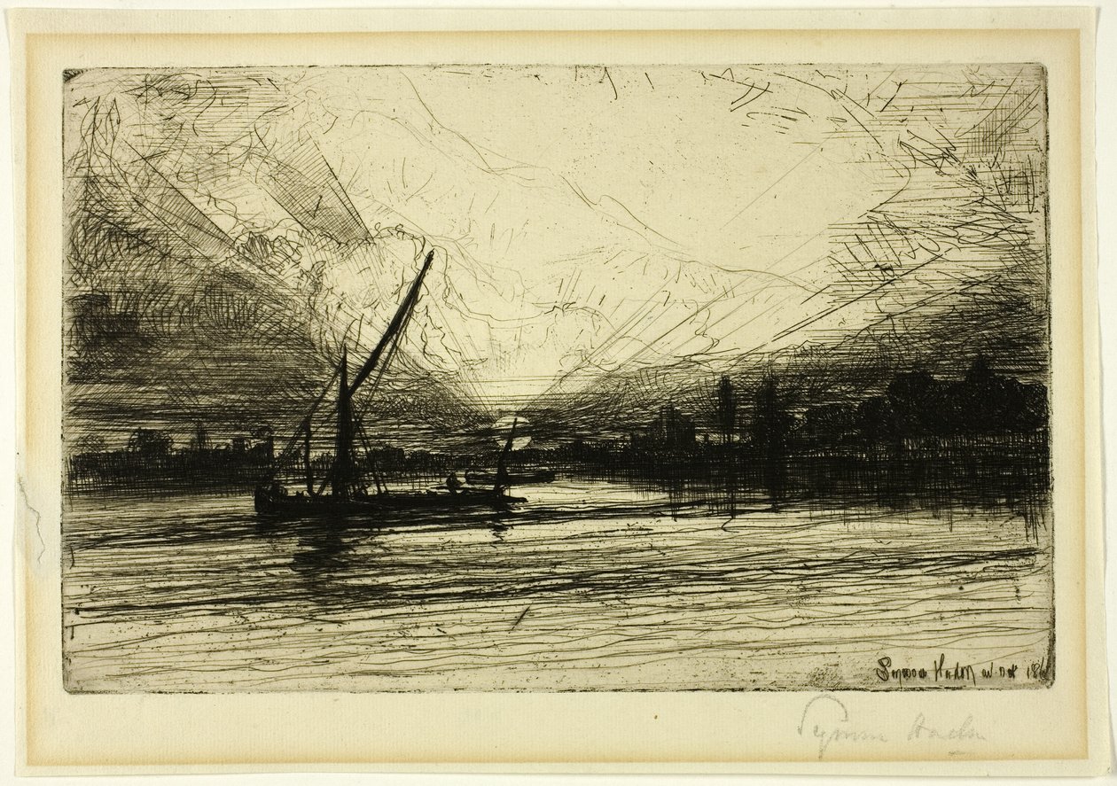Solnedgang på Themsen av Francis Seymour Haden