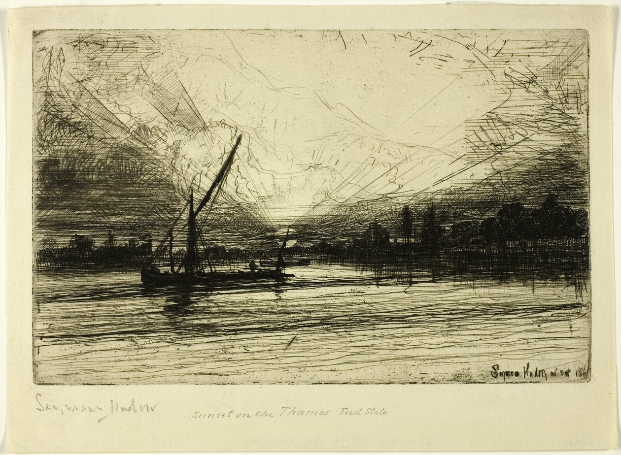 Solnedgang på Themsen av Francis Seymour Haden