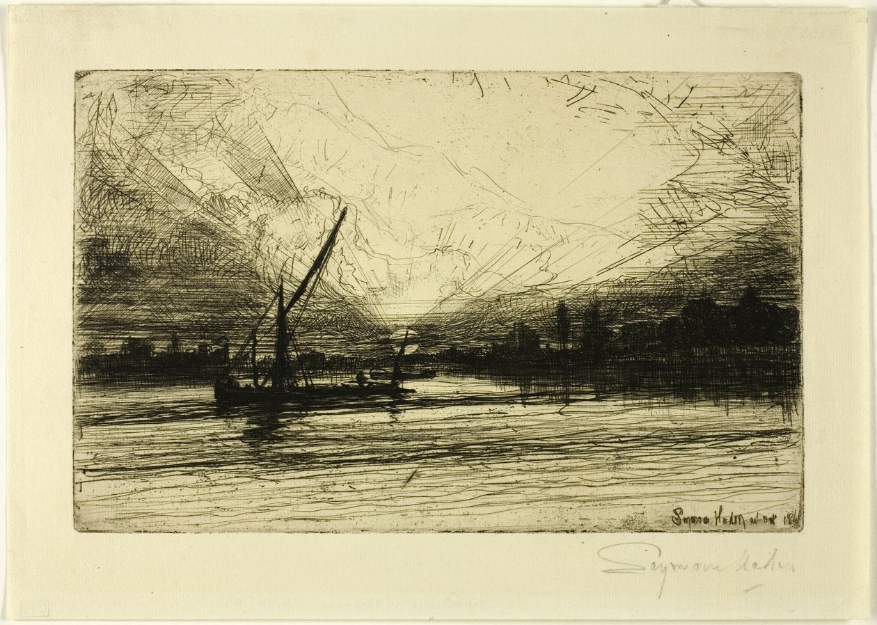 Solnedgang på Themsen av Francis Seymour Haden
